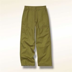 UNIQLO Olive green wide leg cotton Baker Pants